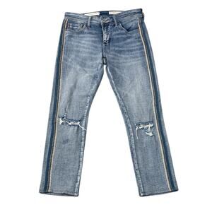 Pilcro and the Letterpress Light Blue Slim Boyfriend Jeans with Side Stripes